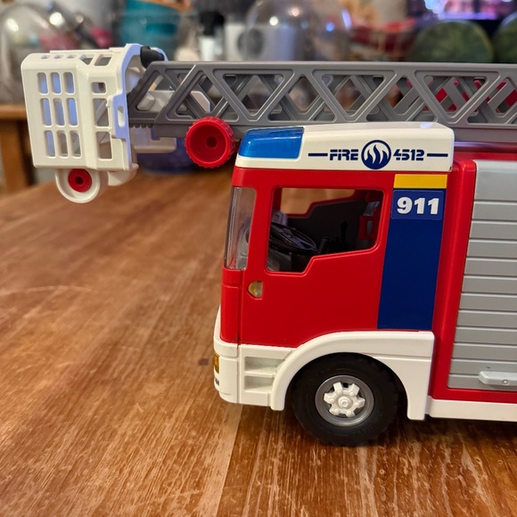 Playmobil Fire Truck Ladder Unit 4820 Red Toy Vehicle w Gurney Only - Picture 6 of 10